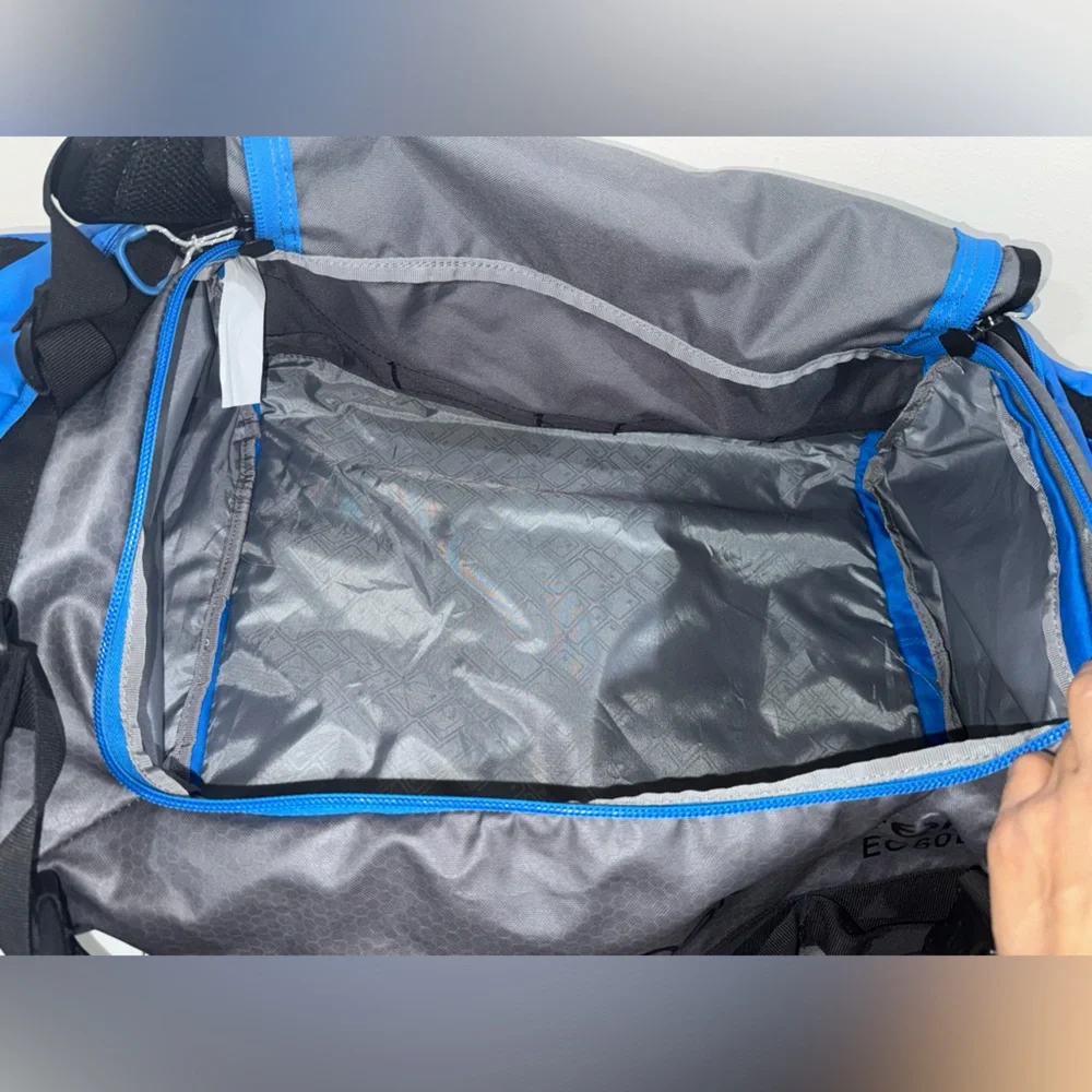 Sleek Black and Blue Men's Duffel Bag